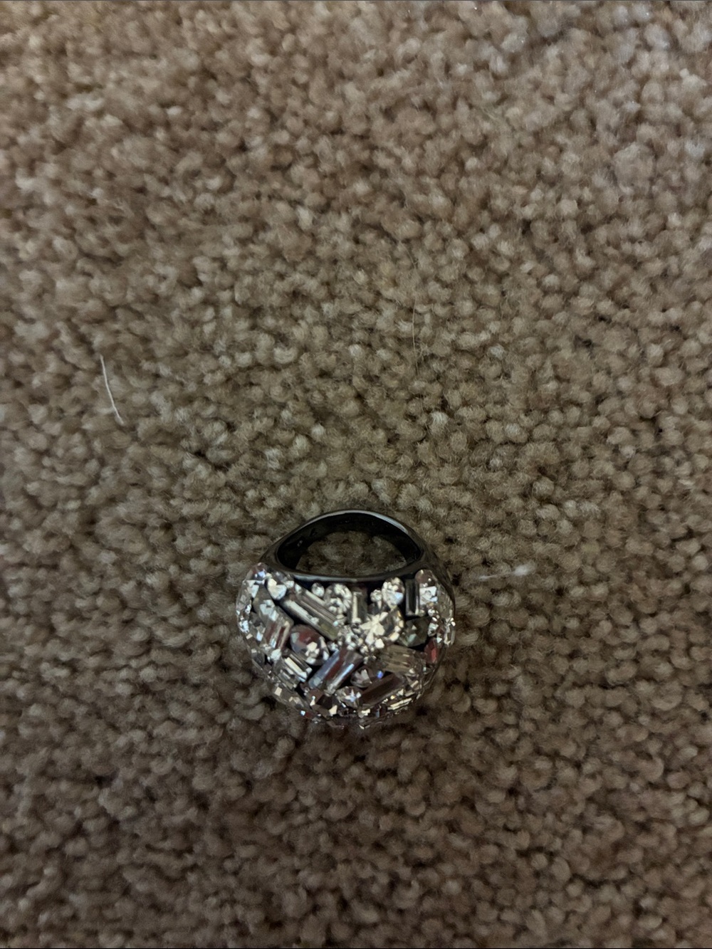 Kate Spade Brilliant Statements Mixed Baguette Crystal Cluster Ring Silver